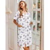 image:imageEkouaer Nightgowns for Women House Dress with Pockets Snap Front House Coat Short Sleeve Duster Moo Moos Sleepwear S3XLWhite Purple Florals