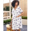 image:imageEkouaer Nightgowns for Women House Dress with Pockets Snap Front House Coat Short Sleeve Duster Moo Moos Sleepwear S3XLWhite Purple Florals