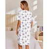 image:imageEkouaer Nightgowns for Women House Dress with Pockets Snap Front House Coat Short Sleeve Duster Moo Moos Sleepwear S3XLWhite Purple Florals