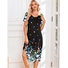 image:imageEkouaer Nightgowns for Women Long Night Gown Pleated Moo Moos Short Sleeve House Dress Plus Size Lounge Dress S5XLBlack Butterfly Floral