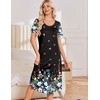 image:imageEkouaer Nightgowns for Women Long Night Gown Pleated Moo Moos Short Sleeve House Dress Plus Size Lounge Dress S5XLBlack Butterfly Floral