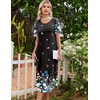 image:imageEkouaer Nightgowns for Women Long Night Gown Pleated Moo Moos Short Sleeve House Dress Plus Size Lounge Dress S5XLBlack Butterfly Floral