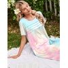 image:imageEkouaer Nightgowns for Women Long Night Gown Pleated Moo Moos Short Sleeve House Dress Plus Size Lounge Dress S5XLPink Tiedye
