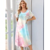 image:imageEkouaer Nightgowns for Women Long Night Gown Pleated Moo Moos Short Sleeve House Dress Plus Size Lounge Dress S5XLPink Tiedye