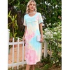 image:imageEkouaer Nightgowns for Women Long Night Gown Pleated Moo Moos Short Sleeve House Dress Plus Size Lounge Dress S5XLPink Tiedye