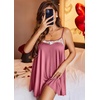 image:imageEkouaer Sexy Night Gowns Lace Nightgowns for Women Sleeveless Sleepwear Babydoll Nighty Plus Size Night DressDeep Pink