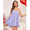 image:imageEkouaer Sexy Night Gowns Lace Nightgowns for Women Sleeveless Sleepwear Babydoll Nighty Plus Size Night DressPurple Floral