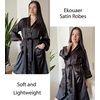 image:imageEkouaer Silky Robes for Women Satin Knee Length Bride Bridesmaid Wedding Party Bathrobe Lightweight Sleepwear with PocketsBlack