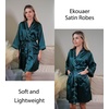 image:imageEkouaer Silky Robes for Women Satin Knee Length Bride Bridesmaid Wedding Party Bathrobe Lightweight Sleepwear with PocketsDark Green