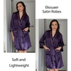 image:imageEkouaer Silky Robes for Women Satin Knee Length Bride Bridesmaid Wedding Party Bathrobe Lightweight Sleepwear with PocketsDeep Purple