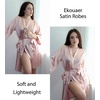 image:imageEkouaer Silky Robes for Women Satin Knee Length Bride Bridesmaid Wedding Party Bathrobe Lightweight Sleepwear with PocketsPink