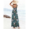 image:imageEkouaer Womens Casual Overalls Loose Wide Leg Jumpsuits Summer Boho Floral Printed Baggy Rompers with PocketsGreen White Leaves