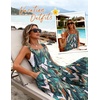 image:imageEkouaer Womens Casual Overalls Loose Wide Leg Jumpsuits Summer Boho Floral Printed Baggy Rompers with PocketsGreen White Leaves