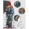 image:imageEkouaer Womens Casual Overalls Loose Wide Leg Jumpsuits Summer Boho Floral Printed Baggy Rompers with PocketsGreen White Leaves