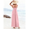image:imageEkouaer Womens Casual Overalls Loose Wide Leg Jumpsuits Summer Boho Floral Printed Baggy Rompers with PocketsPink