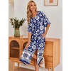 image:imageEkouaer Womens Nightgown Short Sleeve Sleepshirt Long Loungewear Casual Maxi Lounge Dress House Dresses with PocketsBohemian Flowers Blue