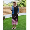 image:imageEkouaer Womens Nightgown Short Sleeve Sleepshirt Long Loungewear Casual Maxi Lounge Dress House Dresses with PocketsCherry Blossoms Black
