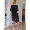 image:imageEkouaer Womens Nightgown Short Sleeve Sleepshirt Long Loungewear Casual Maxi Lounge Dress House Dresses with PocketsCherry Blossoms Black