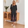image:imageEkouaer Womens Nightgown Short Sleeve Sleepshirt Long Loungewear Casual Maxi Lounge Dress House Dresses with PocketsFloral Black