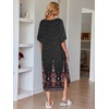 image:imageEkouaer Womens Nightgown Short Sleeve Sleepshirt Long Loungewear Casual Maxi Lounge Dress House Dresses with PocketsFloral Black