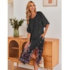 image:imageEkouaer Womens Nightgown Short Sleeve Sleepshirt Long Loungewear Casual Maxi Lounge Dress House Dresses with PocketsFloral Black