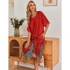 image:imageEkouaer Womens Nightgown Short Sleeve Sleepshirt Long Loungewear Casual Maxi Lounge Dress House Dresses with PocketsFloral Red