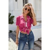 image:imageEkouaer Womens Ribbed Button Down Pajamas Sets 2 Piece Short Sleeve Shorts Pjs Knit Lounge SetsHot Pink
