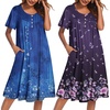 image:imageEkouaer 2 Pack House Dresses for Women with Pockets Short Sleeve Moomoo Nightgown Plus Size Mumu Dress Floral Lounge DressFloral PurpleEthnic Print Blue