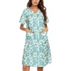 image:imageEkouaer Nightgowns for Women House Dress with Pockets Snap Front House Coat Short Sleeve Duster Moo Moos Sleepwear S3XLGreen Floral
