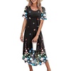 image:imageEkouaer Nightgowns for Women Long Night Gown Pleated Moo Moos Short Sleeve House Dress Plus Size Lounge Dress S5XLBlack Butterfly Floral