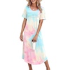 image:imageEkouaer Nightgowns for Women Long Night Gown Pleated Moo Moos Short Sleeve House Dress Plus Size Lounge Dress S5XLPink Tiedye