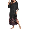 image:imageEkouaer Womens Nightgown Short Sleeve Sleepshirt Long Loungewear Casual Maxi Lounge Dress House Dresses with PocketsFloral Black