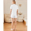 image:imageEkouaer Cotton Pajama Sets for Women Button Down Short Sleeve PJs Comfort Classic Sleep Set LoungewearWhite