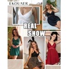 image:imageEkouaer Lingerie for Women Sexy Nightgown Lace Trim Sleep Dress Chemise Nightgowns Sleeveless Night Gown Sleepwear S3XLDeep Green