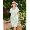 image:imageEkouaer Nightgowns for Women Cotton Night Gown Short Sleeve Sleep Shirts Button Victorian Night Dress Soft SleepwearLight Green Florals