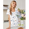 image:imageEkouaer Nightgowns for Women Cotton Night Gown Short Sleeve Sleep Shirts Button Victorian Night Dress Soft SleepwearLine Florals