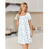 image:imageEkouaer Nightgowns for Women Cotton Night Gown Short Sleeve Sleep Shirts Button Victorian Night Dress Soft SleepwearWhite Blue Florals