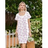 image:imageEkouaer Nightgowns for Women Cotton Night Gown Short Sleeve Sleep Shirts Button Victorian Night Dress Soft SleepwearWhite Pink Florals