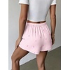 image:imageEkouaer Pajama Shorts for Women Soft Sleep Shorts Summer Casual Lounge Shorts 2026 Comfy Pj Bottoms with PocketsPink Stripes Bow