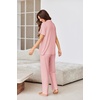 image:imageEkouaer Pajamas for Women Set Button Up Sleepswear 2 Piece Short Sleeve PJ Top and Long Pants Loungwear With Pocket SXXLLight Pink