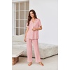 image:imageEkouaer Pajamas for Women Set Button Up Sleepswear 2 Piece Short Sleeve PJ Top and Long Pants Loungwear With Pocket SXXLLight Pink