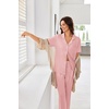 image:imageEkouaer Pajamas for Women Set Button Up Sleepswear 2 Piece Short Sleeve PJ Top and Long Pants Loungwear With Pocket SXXLLight Pink