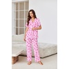image:imageEkouaer Pajamas for Women Set Button Up Sleepswear 2 Piece Short Sleeve PJ Top and Long Pants Loungwear With Pocket SXXLPink Bow