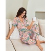 image:imageEkouaer Pajamas for Women Set Button Up Sleepswear 2 Piece Short Sleeve PJ Top and Long Pants Loungwear With Pocket SXXLTropical Print