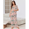 image:imageEkouaer Pajamas for Women Set Button Up Sleepswear 2 Piece Short Sleeve PJ Top and Long Pants Loungwear With Pocket SXXLTropical Print