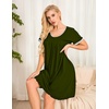 image:imageEkouaer Womens Nightgown Short Sleeve Sleepwear Comfy Sleepshirts Pleated Scoopneck Nightshirt SXXXLArmy Green