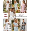image:imageEkouaer Womens Nightgown Short Sleeve Sleepwear Comfy Sleepshirts Pleated Scoopneck Nightshirt SXXXLBig Leaf Pink