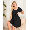 image:imageEkouaer Womens Nightgown Short Sleeve Sleepwear Comfy Sleepshirts Pleated Scoopneck Nightshirt SXXXLBlack