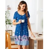 image:imageEkouaer Womens Nightgown Short Sleeve Sleepwear Comfy Sleepshirts Pleated Scoopneck Nightshirt SXXXLBlue Purple Flower