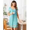 image:imageEkouaer Womens Nightgown Short Sleeve Sleepwear Comfy Sleepshirts Pleated Scoopneck Nightshirt SXXXLBlue White Flower